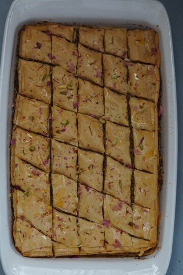 Baklava with syrup on top.