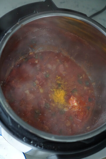 Crushed tomatoes and spices