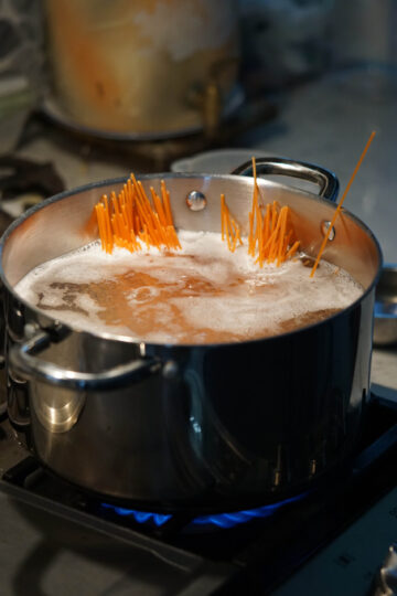 pasta boiling in pot