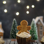 vegan gingerbread cupcake with cardamom cream cheese frosting