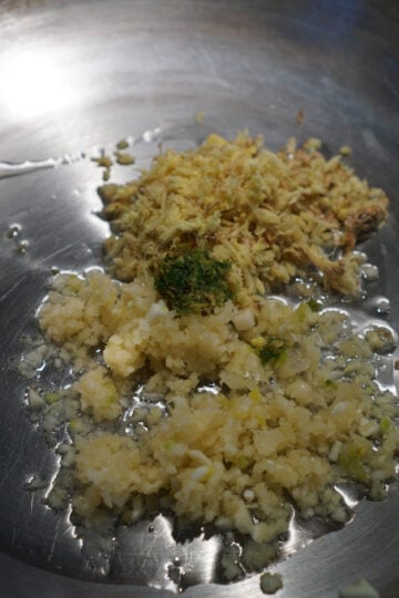 garlic, ginger and crushed green chilli