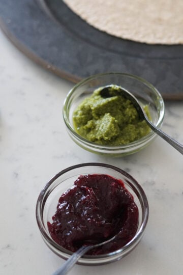 green chutney and apple butter chutney