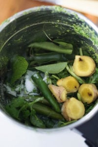 Cilantro coconut recipe ingredients in a blender