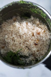 Roasted coconut and dal added to blender