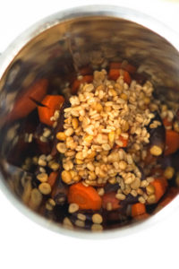Carrot chutney recipe ingredients in a blender