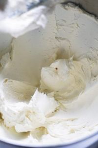 whipped heavy cream in a bowl