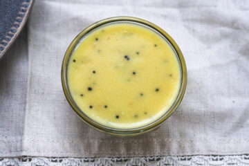 besan chutney in a small glass bowl.