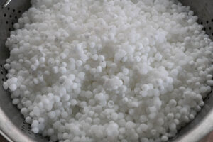 Sabudana or tapioca pearls soaked and dried.