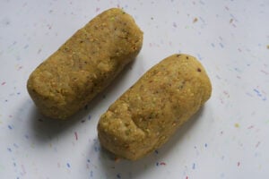 Dough shaped into two logs