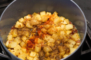Spices added to turnips.
