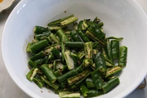 Chilies with salt in a bowl.
