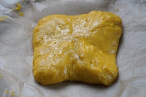 Mixture on parchment paper.