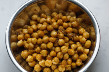 Chole in a steal bowl.