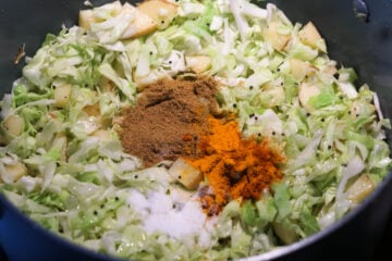 Spices addes to cabbage and potatoes.