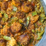 Valor muthia nu shaak in a pan.