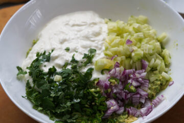 Avocado ingredients in a bowl.