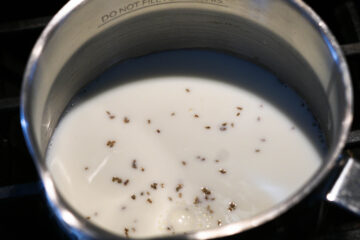 Milk in a pot.