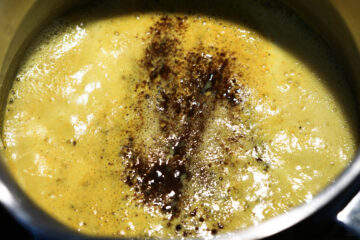 Jaggery powder added to haldi doodh.