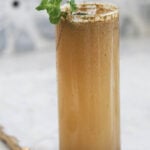 Masala soda in a tall glass with mint garnish.