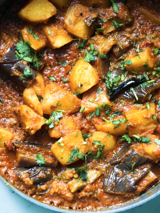 Indian Eggplant and Potato Recipe (Ringan Bateta Nu Shaak)