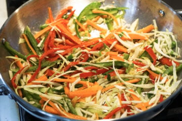 Veggies added to pan.