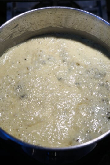 Kadhi simmering stove top.