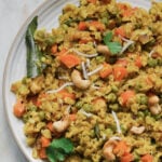Oats upma in a plate.