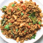 Tamarind rice on a plate.