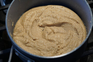 Thickened rajgira halwa.