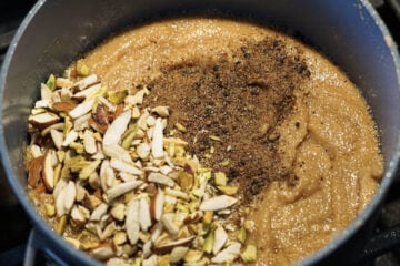 Crushed nuts plus cardamom powder added.