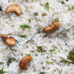 Upclose shot of coconut basmati rice.