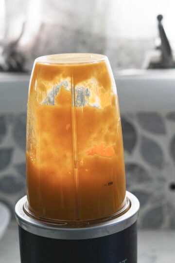 Mango puree in a Nutribullet.