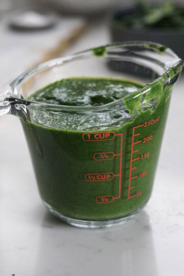 One cup of pureed spinach.