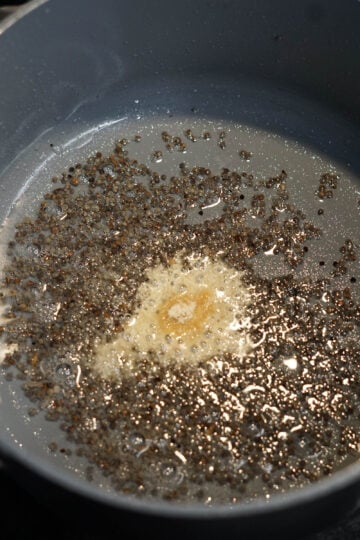 Mustard seed tadka with asafoetida.