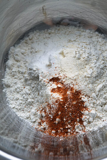Flour and spices in a bowl.