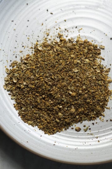 Achari spice mix on a plate.