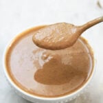 Spoonful of pumpkin spice sauce.