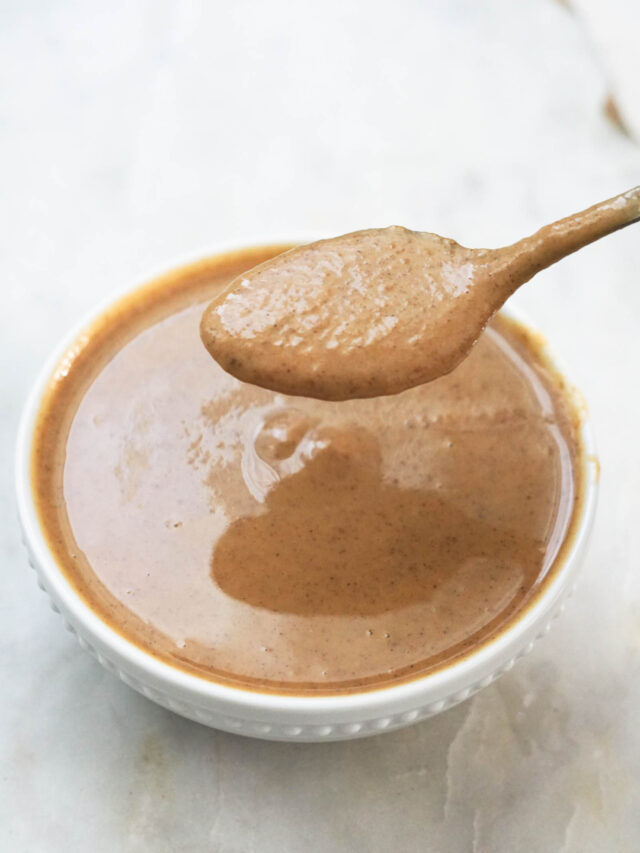 Spoonful of pumpkin spice sauce.