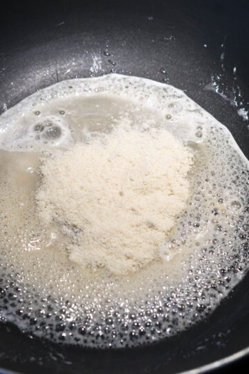 Almond flour added to milk and sugar.