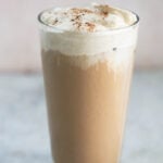 Iced chai latte with pumpkin cream cold foam.