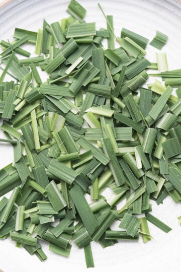 Chopped fresh lemongrass.