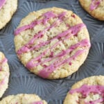 Rose coconut cookies eggless on a pan.