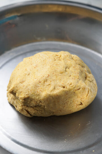 Dhokli dough in a bowl.