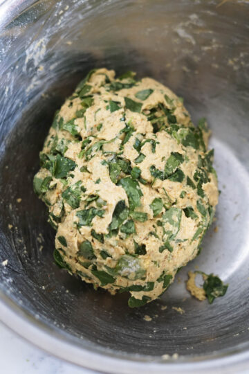 Methi thepla dough in a bowl.