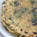 Methi thepla on a plate.