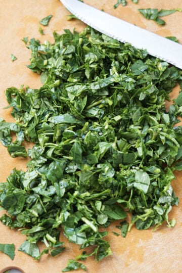Chopped fenugreek leaves.