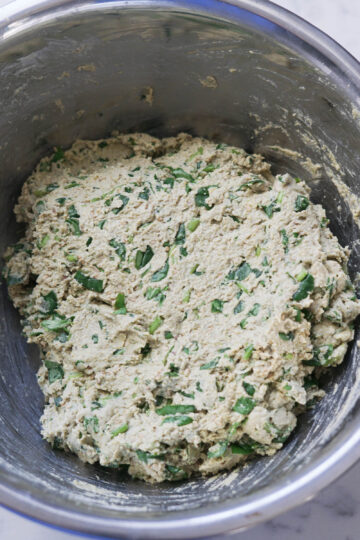 Prepared methi dhebra dough in a bowl.