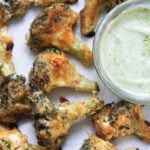 Malai broccoli with a side of mint yogurt chutney.